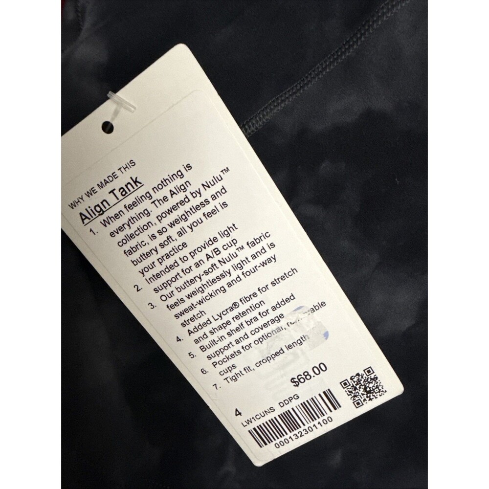 Lululemon Women’s Align Tank Top DDPG Diamond Dye Pitch Gray Size 4 New w/tag - Picture 3 of 5